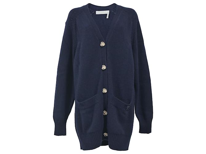 Chloé Cardigan a bottoni V in cashmere blu navy di Chloe Generous Cachemire Lana  ref.1473451