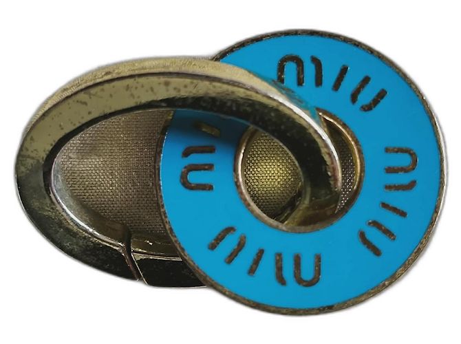 Miu Miu Charm per borsa in smalto blu e oro D'oro