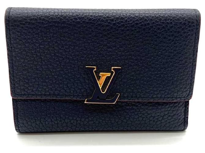 Louis Vuitton Capucines Compact Wallet M63741 Blue Leather  ref.1474522