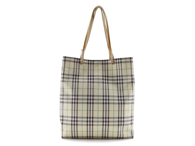 Bolso tote Burberry Nova Check de lona en buen estado Castaño Lienzo  ref.1476818