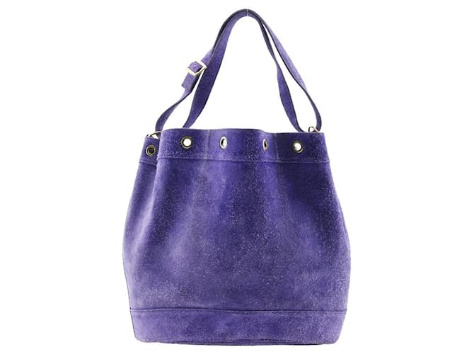 Market Hermès Sac de marché Hermes en daim GM Sac bandoulière en daim en bon état Suede Violet  ref.1479059