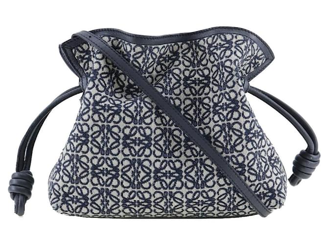 Loewe Flamenco Clutch Anagram Canvas Shoulder Bag A411FC2X24 in Great Condition Blue Cloth  ref.1479094