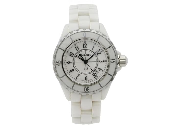 Chanel J12 White Ceramic Dial Date Ladies Quartz Watch H0968  ref.1479496