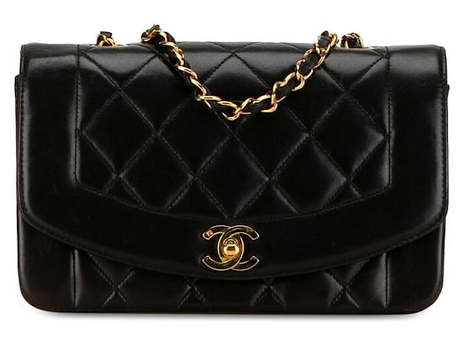 Sac à bandoulière Chanel Matelassé Diana 23 avec chaîne Cuir Noir  ref.1479512