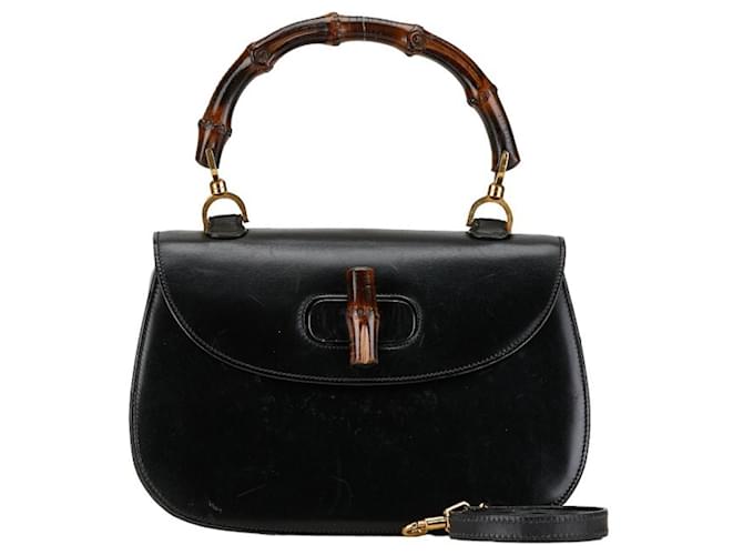 Gucci Bamboo Handbag Shoulder Bag Black Leather  ref.1479526