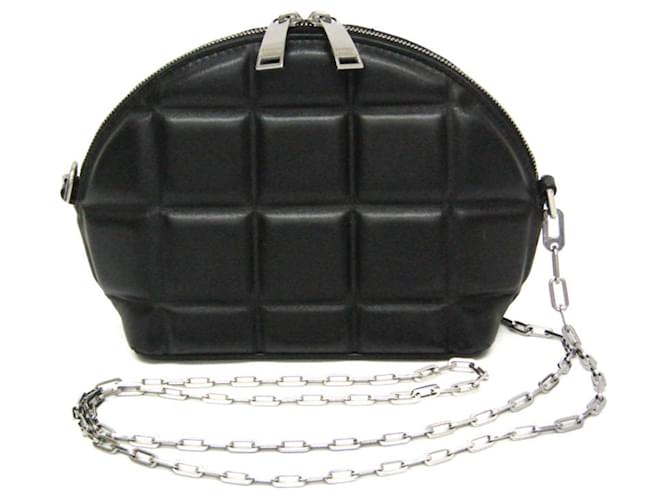 Bolso de hombro mini media luna acolchado Bottega Veneta Negro Cuero  ref.1479657