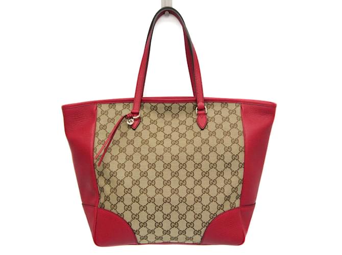 Borsa tote da donna in tela GG di Gucci Rosso Beige Marrone scuro Pelle  ref.1479791