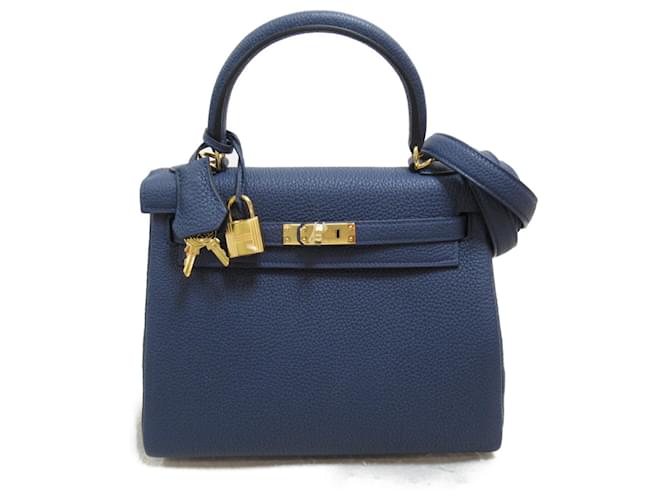 Hermès Kelly 25 Azul marinho Couro  ref.1479913