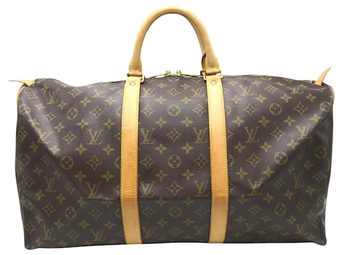 Louis Vuitton Keepall 50 Castaño Lienzo  ref.1480235