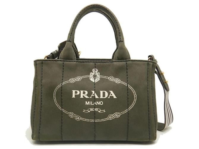 Bolsa tote Canapa Prada em caqui Lona  ref.1480478