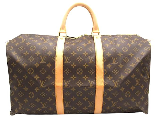 Louis Vuitton Keepall 60 Castaño Lienzo  ref.1480511