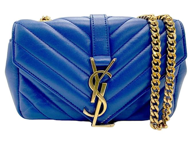 Sac à épaule en cuir bleu Saint Laurent  ref.1480942