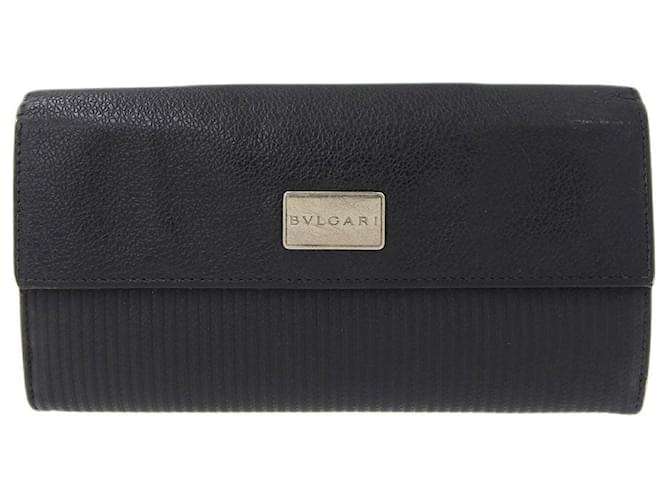 Autre Marque Bvlgari Leather Double Flap Long Wallet 25556 in Very Good Condition  ref.1481085