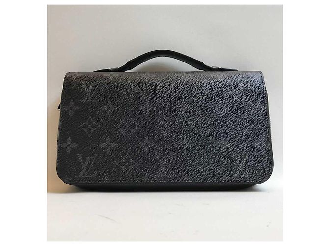 Louis Vuitton Monogram Eclipse Zippy XL Geldbörse M61698 Schwarz