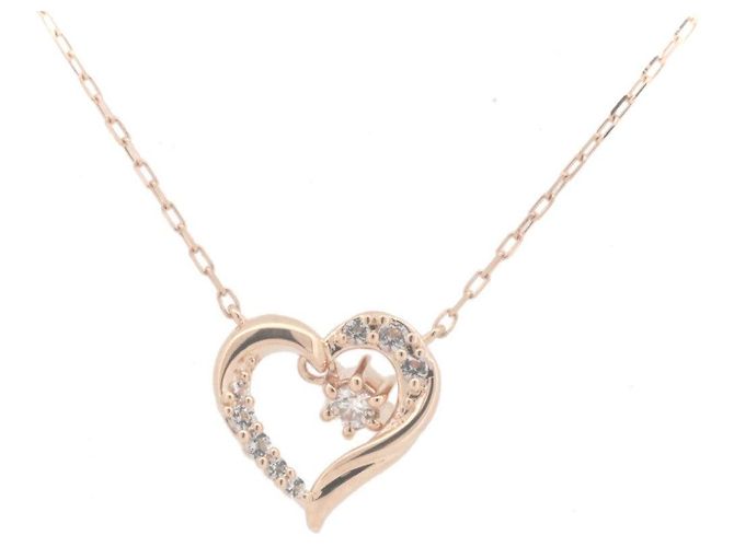 Autre Marque 4℃ Diamant Halbdurchsichtiger Stein Halskette K10PG Pink