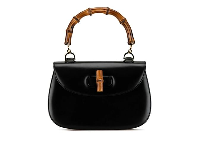 Bolsa de mão Gucci Bamboo Preto Couro  ref.1482330