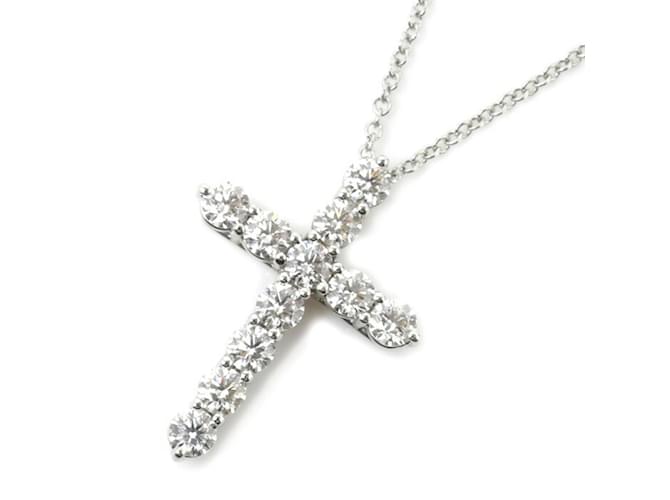 Tiffany & Co. Platinum Medium Cross Diamond Necklace  ref.1482618