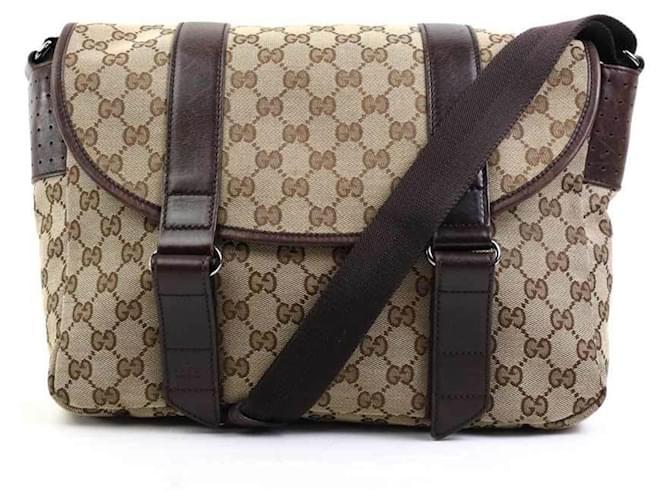 Bolsa de Ombro Gucci GG Canvas Marrom Bege Lona  ref.1482643