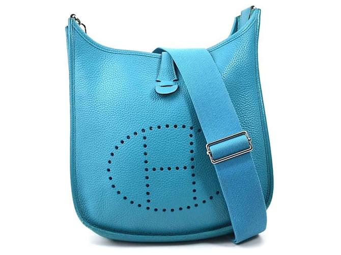 Hermès Hermes Shoulder Bag Evelyn 3 PM Blue Leather  ref.1482650