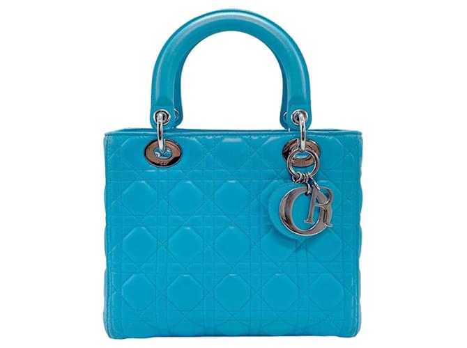 Sac à main en agneau bleu Christian Dior Cuir  ref.1482657