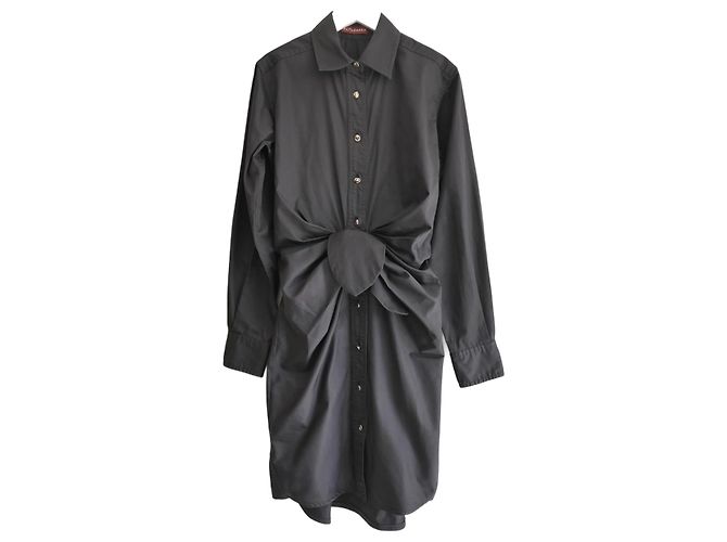 Altuzarra Chloris tie-waist black cotton-poplin shirt dress