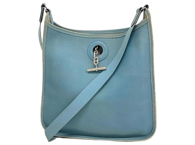 Hermès Sac à épaule Hermes Vespa PM J estampillé veau Epsom bleu jean Cuir  ref.1482756