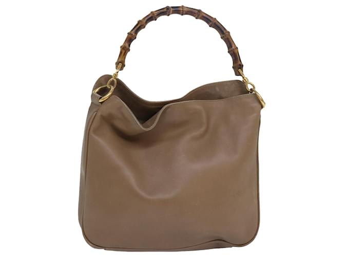 Sac à main en cuir beige GUCCI Bamboo 001 2113 1638 Auth yk12821  ref.1482835