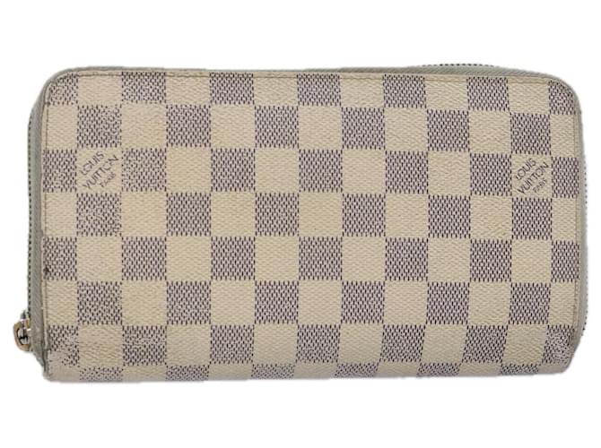 LOUIS VUITTON Carteira Longa Zippy Organizador Damier Azur N60012 LV Auth 80668  ref.1482980