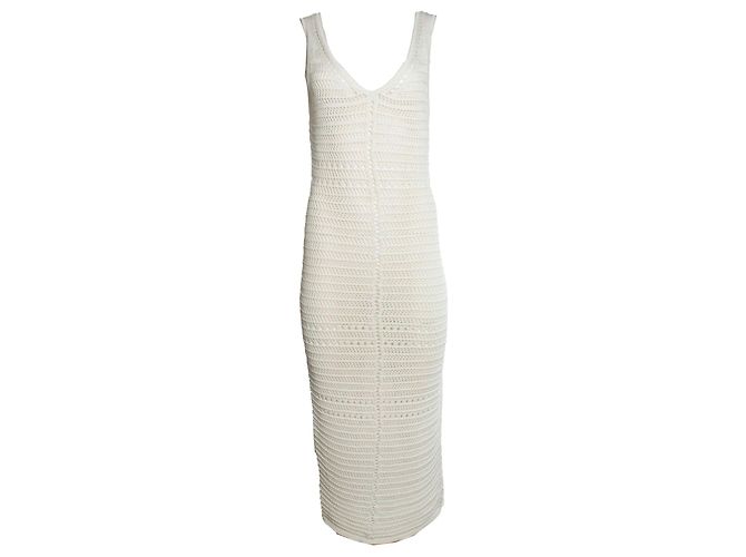 Autre Marque Umschlag 1975, Häkelkleid in Creme Weiß