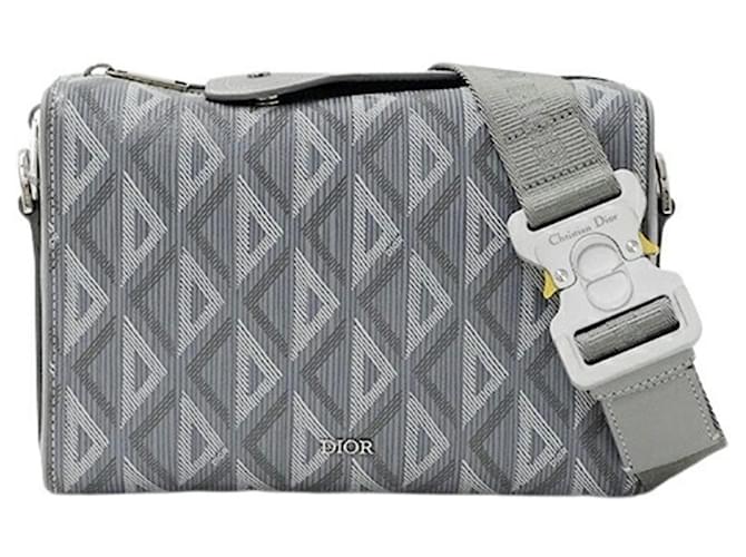 Christian Dior Men's Shoulder Bag in Gray Brown Leather Cloth ref