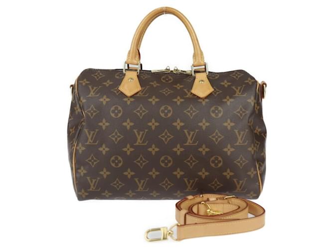 Louis Vuitton Speedy 30 Bandoulière Handtasche Braun Leder Lackleder  ref.1483123