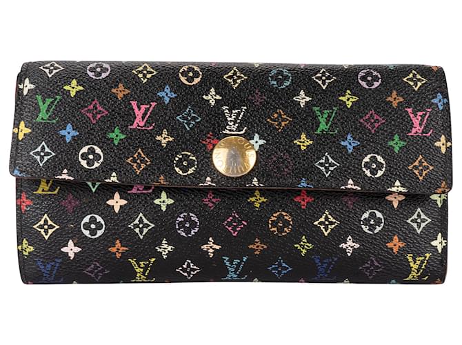 Louis Vuitton Murakami Multicolor Sarah Wallet Black  ref.1483144