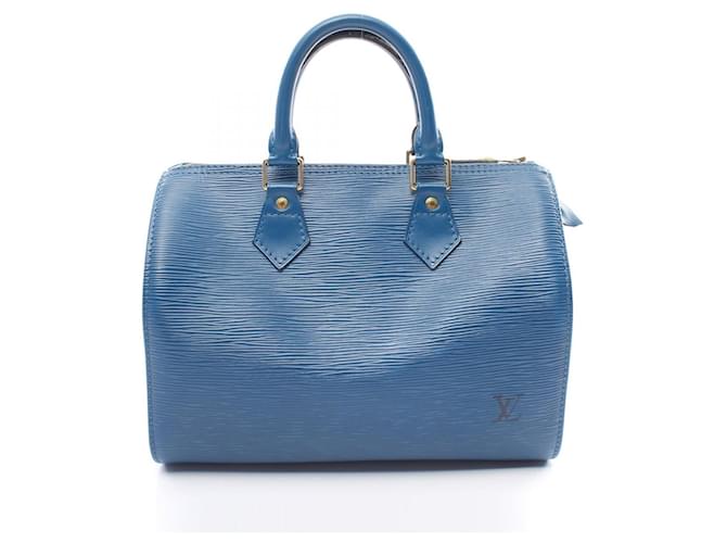 Bolsa de couro Louis Vuitton Speedy 25 M43015 em muito bom estado Azul  ref.1484347