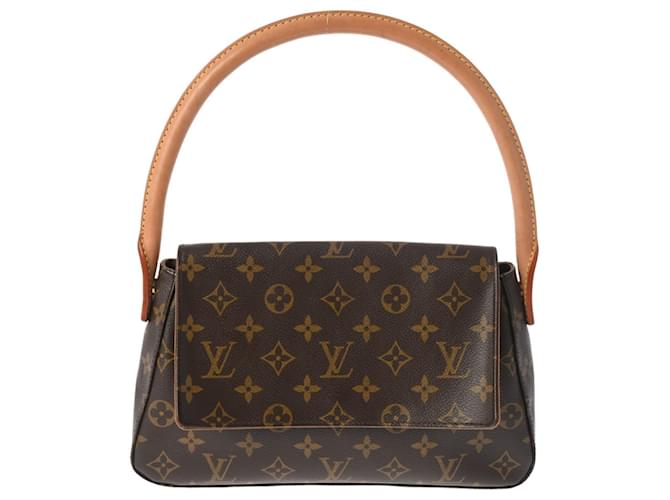 Sac à main Looping Monogram Louis Vuitton Cuir vernis Marron Monogramme  ref.1484961