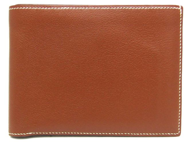 Hermès Hermes MC3 Thales Men's Leather Bi-Fold Wallet Brown