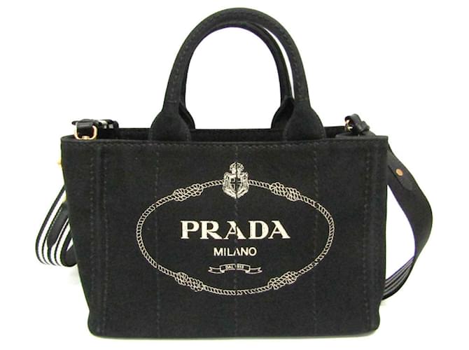 Sac à main en denim pour femmes Prada Canapa 1BG439 Jean Noir  ref.1485112