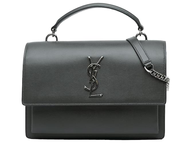 Saint Laurent Gris Moyen Monogramme Sunset Cuir Veau façon poulain Marron  ref.1485143