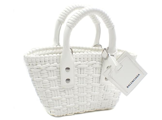 Everyday Balenciaga Women's Handbag Bistro XS Basket White Cotton Polyester Elastane  ref.1485252