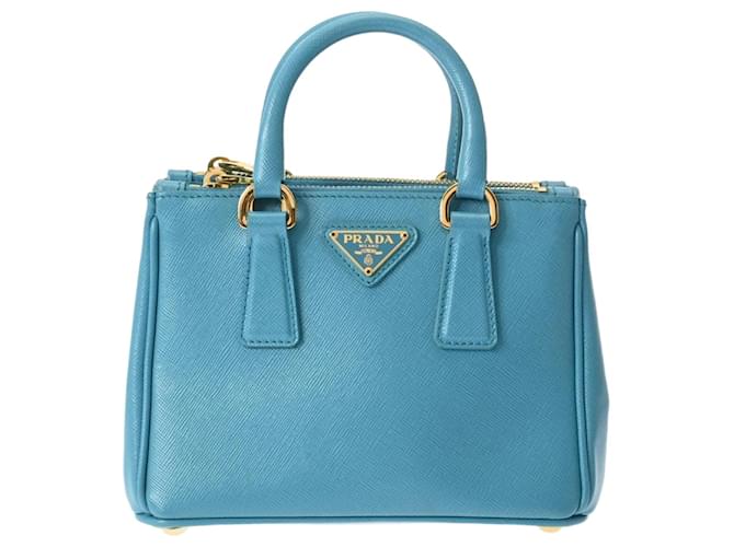 Saffiano Bolso de mano Prada Galleria Micro turquesa Cuero  ref.1485328