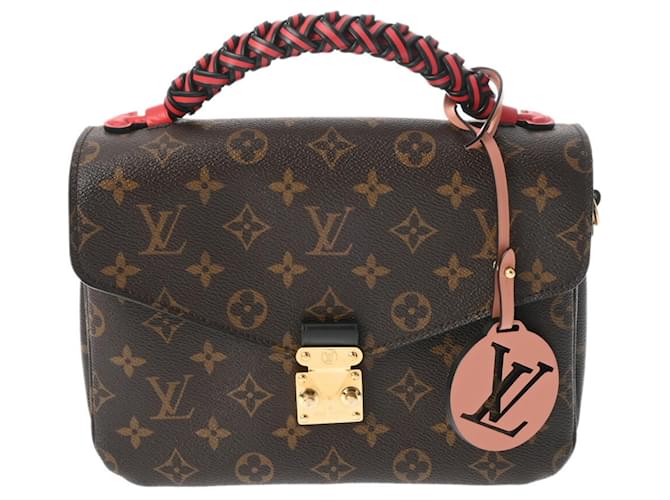 Louis Vuitton Monogram Pochette Metis MM Handbag Brown Red Patent leather  ref.1485331