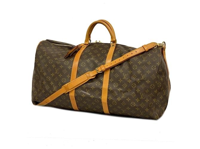 Louis Vuitton Monogram Keepall Bandoulière 60 Marrom Monograma Couro envernizado  ref.1485384