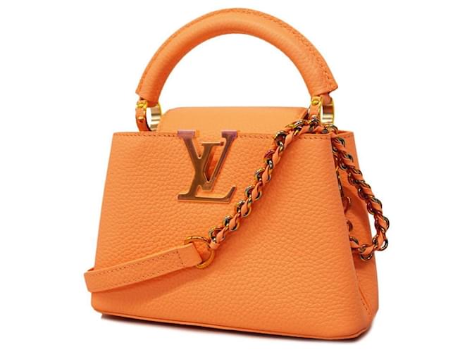 Borsa Louis Vuitton Taurillon Capucines MINI Arancione  ref.1485635