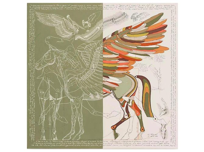 Hermès Der Pegasus von Hermes 140 Grau Khaki