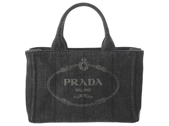 Bolso de mano Prada Canapa Tote Negro Lienzo  ref.1485769