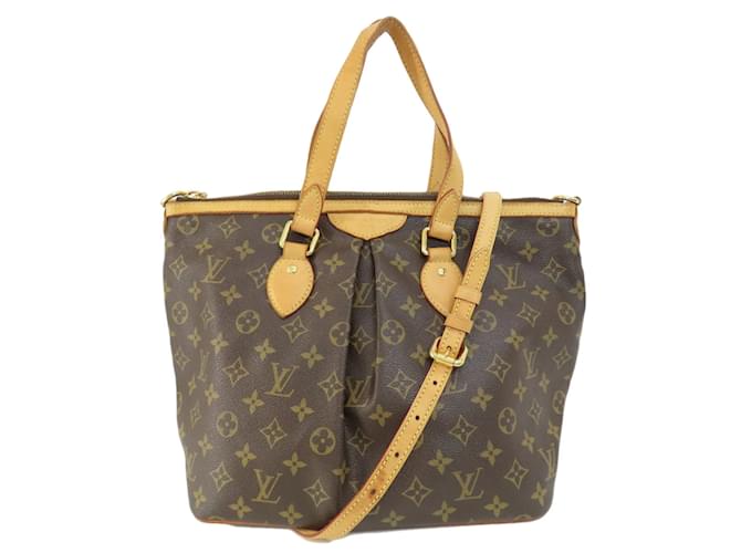 Louis Vuitton Palermo PM Monogram Tote Bag Braun Monogramm Lackleder Leinwand  ref.1485828