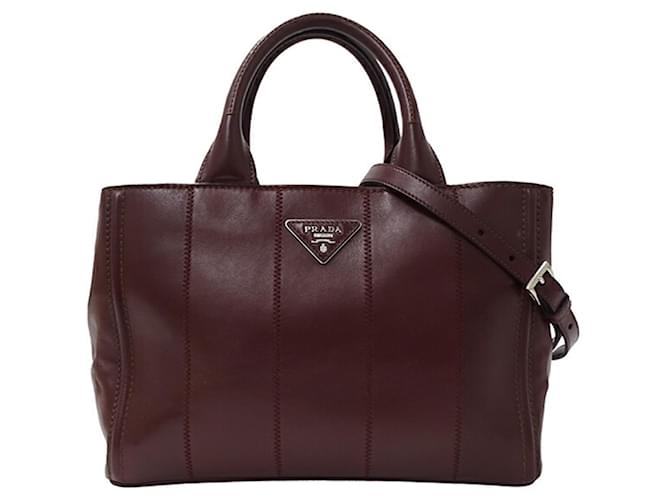 Bolsa de couro Bordeaux Prada  ref.1485890