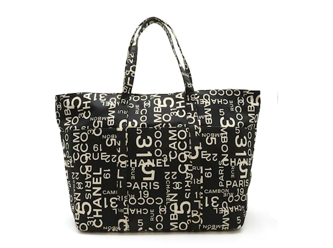 Chanel By Sea Line Tote Bag Black Cream Cloth  ref.1486048