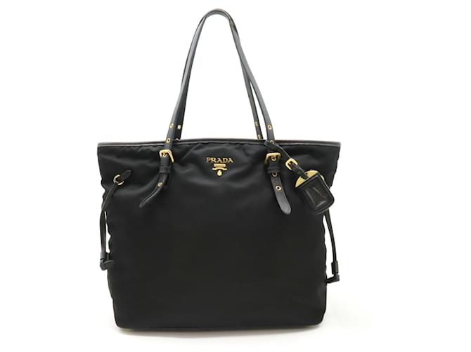 Prada Large Shoulder Tote Bag Black Leather Nylon  ref.1486064