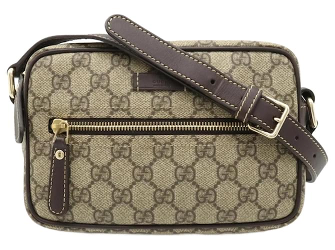 Bolso de Hombro Gucci GG Plus Supreme Beige Caqui Marrón oscuro Cuero Plástico  ref.1486068