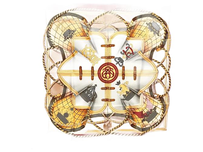 Hermès Écharpe Grande Tenue Hermes Carre 90 Soie Bordeaux  ref.1486114